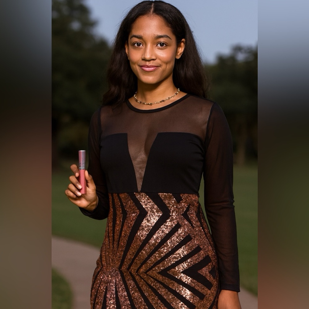 Red Dot Boutique Elegant Black and Gold Mini Dress